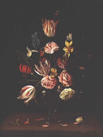 Tulips, Roses, an Iris and a Daffodil by Frans Ykens