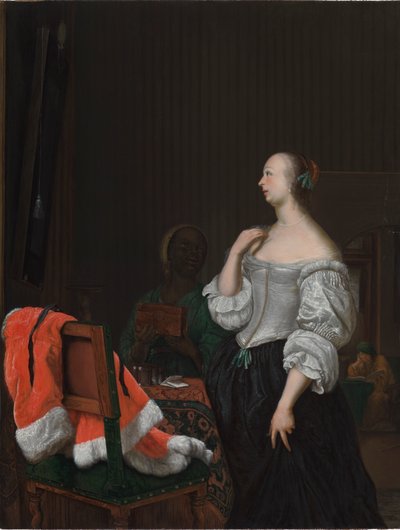 A Woman Standing Before a Mirror by Frans van Mieris the Elder