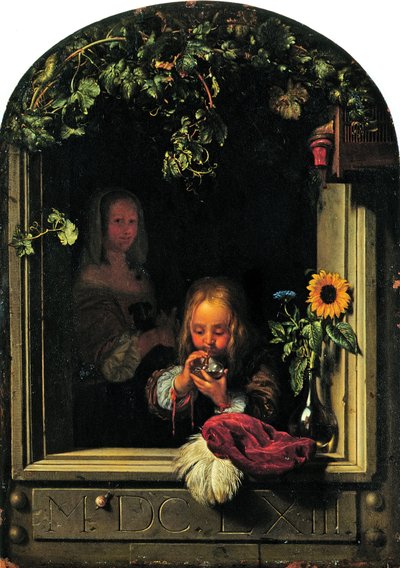 Boy Blowing Bubbles by Frans van Mieris the Elder