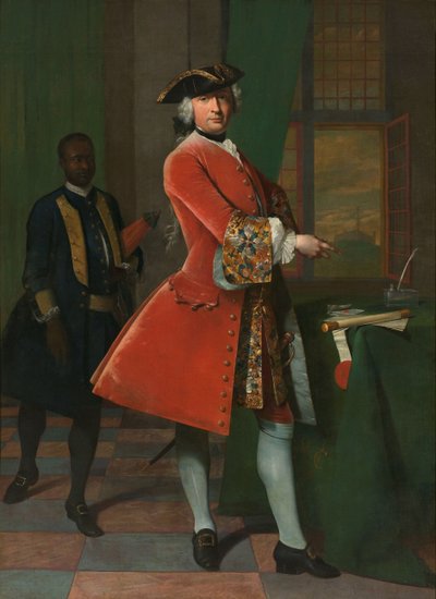 Portrait of Jan Pranger and an Enslaved Servant by Frans van der Mijn