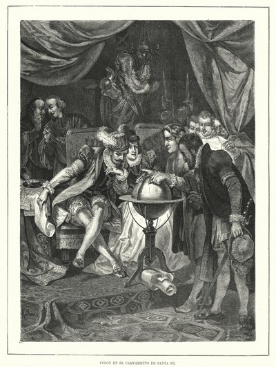 Christopher Columbus in the camp of Santa Fe, Spain by Franz (after) Kollarz