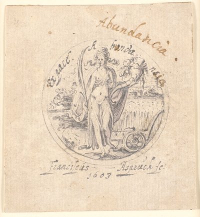 Abundance as a Standing Female Figure with Cornucopia and Peace