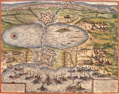 View of Tunis, Tunisia, with the Fortress of Goulette Which Controls Access to Lake Tunis and the New Fortress in Front of the City Walls by Franz Hogenberg