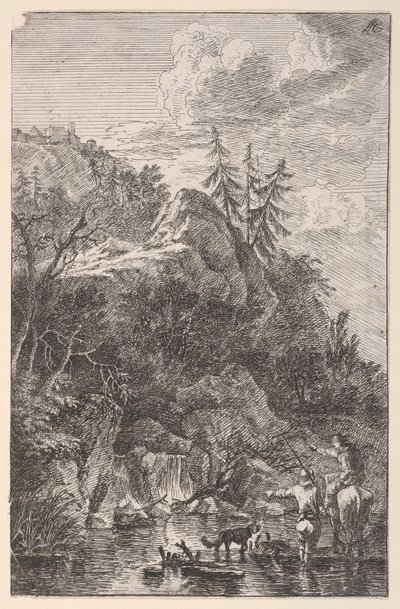 Plate 5: Female Figure on Horseback and a Male Figure with a Dog Standing in a Street by Franz Joachim Beich