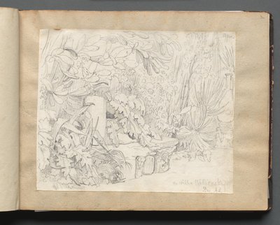 Album with Views of Rome and Surroundings, Landscape Studies, Page 03a: In Villa Walkonsky by Franz Johann Heinrich Nadorp
