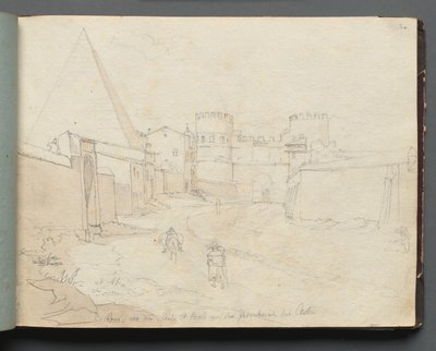 Album with Views of Rome and Surroundings, Landscape Studies, page 06a: Rome von der Porta by Franz Johann Heinrich Nadorp