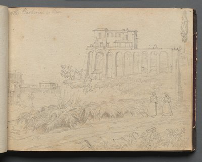 Album with Views of Rome and Surroundings, Landscape Studies, page 07a: Villa Barberini in Rome by Franz Johann Heinrich Nadorp