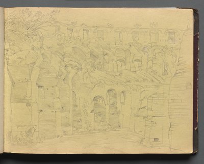 Album with Views of Rome and Surroundings, Landscape Studies, Page 12a: Roman Ruins by Franz Johann Heinrich Nadorp