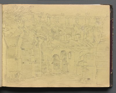 Album with Views of Rome and Surroundings, Landscape Studies, page 12a: Roman Ruins by Franz Johann Heinrich Nadorp