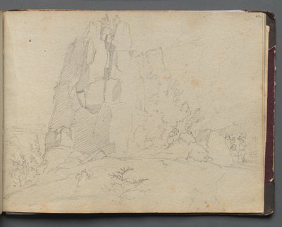 Album with Views of Rome and Surroundings, Landscape Studies, page 45a: Rocky Landscape by Franz Johann Heinrich Nadorp