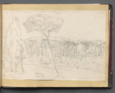 Album with Views of Rome and Surroundings, Landscape Studies, page 46a: Frascati by Franz Johann Heinrich Nadorp