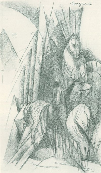 Composition of Horses and Abstract Forms by Franz Marc