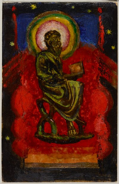 Seated Saint (Byzantine Saint), Postcard from Sindelsdorf to Wassily Kandinsky in Munich von Franz Marc