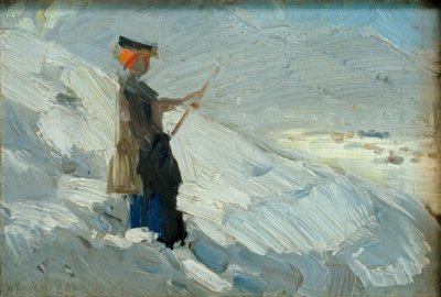 Standing Woman in Winter Landscape by Franz Marc