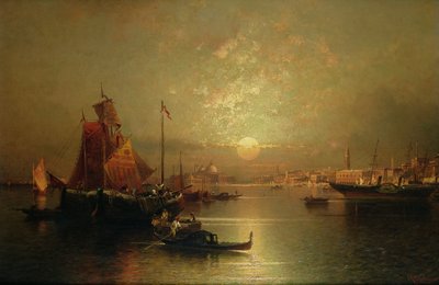 Shipping on the Lagoon, Venice, at Sunset by Franz Richard Unterberger