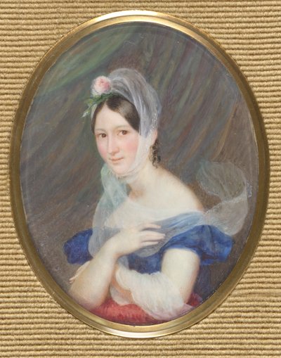 Portrait of a Young Woman with a Rose in Her Hair by Franz Schrotzberg