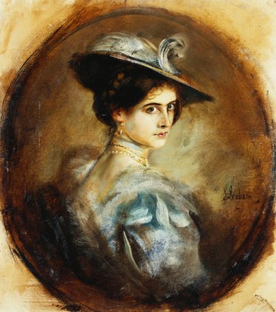 Portrait of a Lady, Head and Shoulders by Franz Seraph von Lenbach