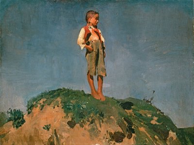 Shepherd Boy on a Grass Hill by Franz Seraph von Lenbach