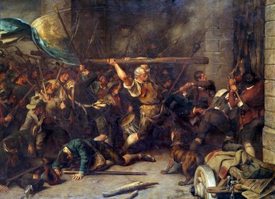 The Revolt of the Peasants in 1850 The Assault of the Red Barrier by Franz von Defregger