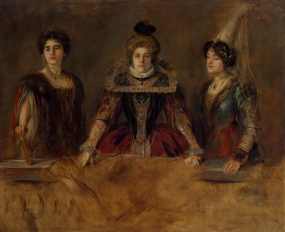 Group Portrait: Three Ladies in Costume (Miss Heuberger, Mrs. Obermayer and Mrs. Putz) by Franz von Lenbach