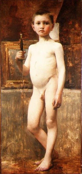 Nude Boy with Sword by Franz von Stuck