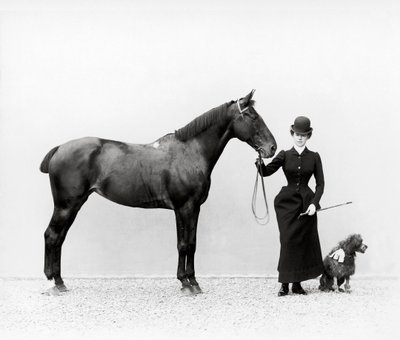 Portrait of Miss Walsh with a Horse and a Miniature Poodle at Villa di Montefonte, in the Poggio Imperiale Area of Florence by Fratelli Alinari Fratelli Alinari