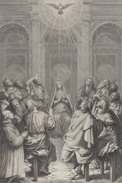 The Pentecost, with the Apostles and the Virgin Sitting in a Circle by Frédéric Horthemels