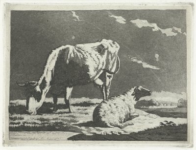 Landscape with Cow and Sheep by Frédéric Théodore Faber