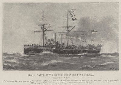 HMS Amphion, Reported Stranded near Antigua by Fred T. Jane
