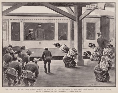 The War in the East, The Mikado Leaves His Capital to Take Command of the Army, The Empress and Crown Prince Bowing by Frederic (after) Villiers