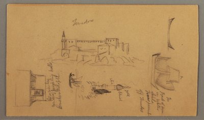 Drawing, Castle, Minaret, Sailboats, House, May 1868 by Frederic Edwin Church
