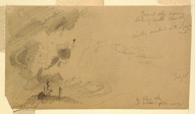 Cloudy Evening Sky Over a Hill Range, July 1866 by Frederic Edwin Church