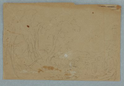 Cloudy sky over hilly landscape; Verso: Full moon reflected in a brook, 1845–50 by Frederic Edwin Church