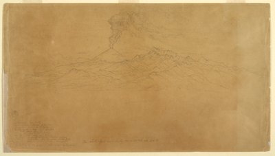 Cotapaxi Volcano Erupting Behind Mountain Ranges, Ecuador, 1857 by Frederic Edwin Church