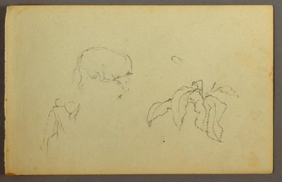 Cow scratching her head, leaf plant, possibly 1844 by Frederic Edwin Church