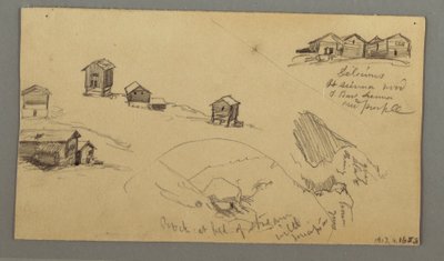 Details of Mountain Sheds, Houses and a Rock, Bernese Alps, Switzerland, September 3, 1868 by Frederic Edwin Church