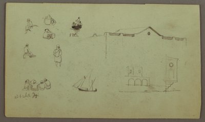 Figure Studies, Sailboat, Architectural Studies, Possibly 1868 by Frederic Edwin Church