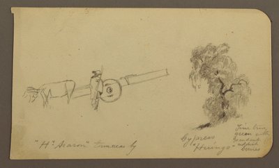 Figure and ox Cart, Cypress Tree; Verso: View across Cuitzeo Lake, January 1885 by Frederic Edwin Church