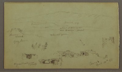 Hill Range Across Plain, Ruins, April 28, 1868 by Frederic Edwin Church