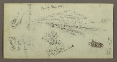 Hill, Shrubbery, Figure, Camel Studies, possibly 1868 by Frederic Edwin Church