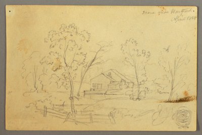 House in the Woods by a Stream, April 1845 by Frederic Edwin Church