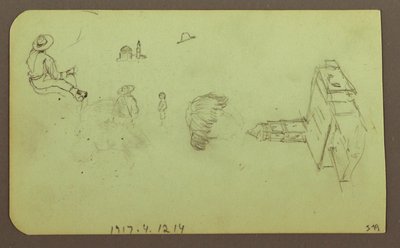 Landscape; Verso: Figures, Church, 1883 by Frederic Edwin Church