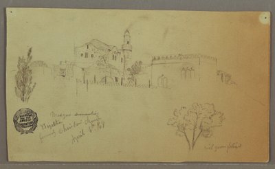 Mosque and Adjoining Buildings, Trees, April 4, 1868 by Frederic Edwin Church