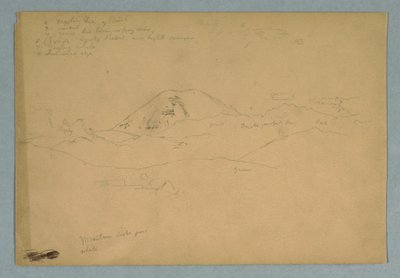 Mountain Peak, Possibly Chimborazo, Rising over Three Successive Mountain Ranges, Ecuador, 1857 by Frederic Edwin Church