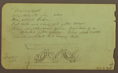 Popocatapel; Verso: Frieze on Texcoco Hotel, December 18, 1883 by Frederic Edwin Church