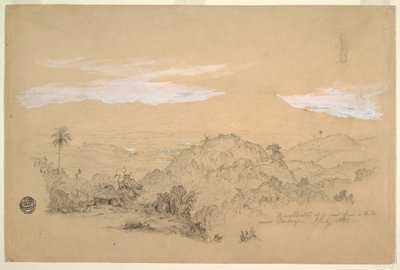 Recollections of a View from a Hill near Cartago, Colombia with a Woman Carrying a Water Jar on Her Head, July 1853 by Frederic Edwin Church