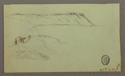 Ruins Surrounded by Walls, Tents, Two Figure Studies, April 28, 1868 by Frederic Edwin Church