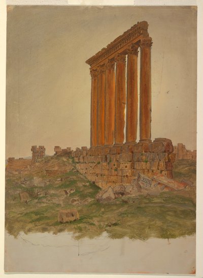 Ruins of the Temple of Zeus, Baalbek, May 1868 by Frederic Edwin Church