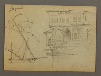 Sketches of a Domed Structure, Ship, and Stately House, January 1868 by Frederic Edwin Church