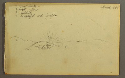 Sun Setting Behind Low Hills, 1845 by Frederic Edwin Church